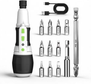 Electric Screwdriver Cordless Power Screwdrivers Set Tool Kit 11 Bits 3N.m Torque Settings LED Work Light Rechargeable for Furniture Bike Repair