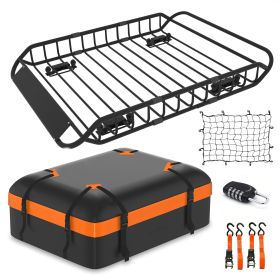 50"(L) x 36"(W) x 5.1"(H)Universal Roof Racks Cargo Basket Extendable Rooftop Luggage Carrier for Truck Cars SUV with Waterproof Cargo Bag, Cargo