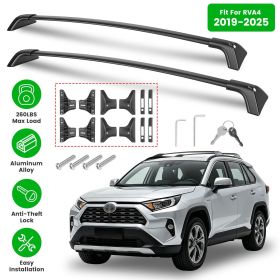 Roof Rack Cross Bars Fit for Toyota RAV4 2019-2025 Aluminum Roof Rails Cargo Crossbars for Flush Side Rails Heavy Duty Rooftop Carrier Anti-Theft