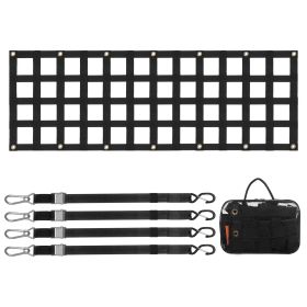 Tailgate Net, 60 in x 18 in, Heavy Duty Cargo Net for Truck Bed with 4 Adjustable Telescopic Straps, Extendable & Durable, Flexible Adjustment