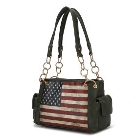 MKF Collection Alaina Vegan Leather Women Flag Shoulder Bag by Mia K (Material: Vegan Leather, Color: Green)