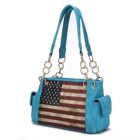MKF Collection Alaina Vegan Leather Women Flag Shoulder Bag by Mia K (Material: Vegan Leather, Color: Turquoise)
