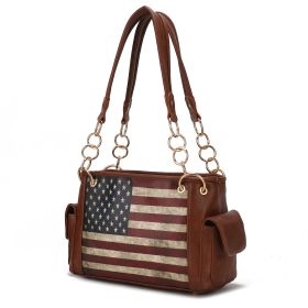 MKF Collection Alaina Vegan Leather Women Flag Shoulder Bag by Mia K (Material: Vegan Leather, Color: Tan)