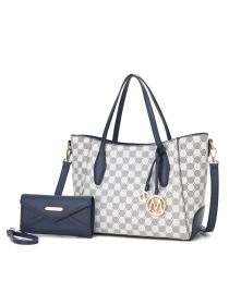 MKF Collection Gianna Vegan Leather Women Tote with matching Wallet by Mia k (Material: Vegan Leather, Color: Navy)