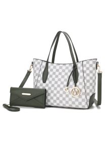 MKF Collection Gianna Vegan Leather Women Tote with matching Wallet by Mia k (Material: Vegan Leather, Color: Olive)