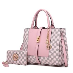 MKF Collection Yuliana 2-Piece Women's Handbag Set, Printed Satchel Purse with Matching Wallet, Stylish Vegan Leather Crossbody Bag by Mia K (Material: Vegan Leather, Color: Pink)
