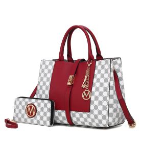 MKF Collection Yuliana 2-Piece Women's Handbag Set, Printed Satchel Purse with Matching Wallet, Stylish Vegan Leather Crossbody Bag by Mia K (Material: Vegan Leather, Color: Red)