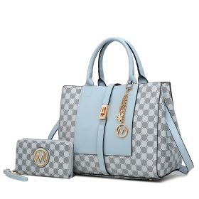 MKF Collection Yuliana 2-Piece Women's Handbag Set, Printed Satchel Purse with Matching Wallet, Stylish Vegan Leather Crossbody Bag by Mia K (Material: Vegan Leather, Color: Lt Blue)