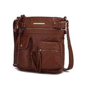 MKF Collection Stiella Women's Vintage Crossbody Bag, Faux Leather Shoulder Purse with Multiple Pockets and Adjustable Strap by Mia K (Material: Vegan Leather, Color: Chocolate)