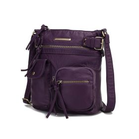 MKF Collection Stiella Women's Vintage Crossbody Bag, Faux Leather Shoulder Purse with Multiple Pockets and Adjustable Strap by Mia K (Material: Vegan Leather, Color: Purple)