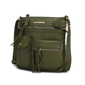 MKF Collection Stiella Women's Vintage Crossbody Bag, Faux Leather Shoulder Purse with Multiple Pockets and Adjustable Strap by Mia K (Material: Vegan Leather, Color: Green)