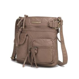 MKF Collection Stiella Women's Vintage Crossbody Bag, Faux Leather Shoulder Purse with Multiple Pockets and Adjustable Strap by Mia K (Material: Vegan Leather, Color: Taupe)
