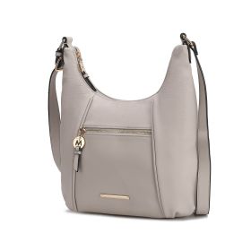 MKF Collection Lavinia Vegan Leather Shoulder Bag by Mia K (Material: Vegan Leather, Color: Light Grey)