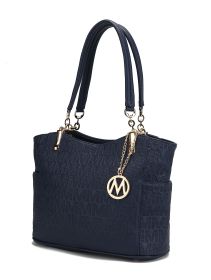 MKF Collection Malika M Signature Satchel Handbag by Mia k (Material: Vegan Leather, Color: Navy)