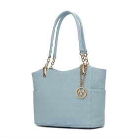 MKF Collection Malika M Signature Satchel Handbag by Mia k (Material: Vegan Leather, Color: Light Blue)