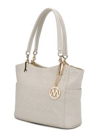 MKF Collection Malika M Signature Satchel Handbag by Mia k (Material: Vegan Leather, Color: beige)