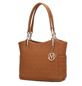 MKF Collection Malika M Signature Satchel Handbag by Mia k (Material: Vegan Leather, Color: Tan)