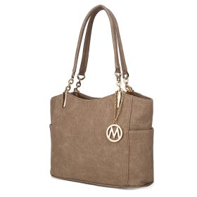 MKF Collection Malika M Signature Satchel Handbag by Mia k (Material: Vegan Leather, Color: Taupe)