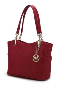 MKF Collection Malika M Signature Satchel Handbag by Mia k (Material: Vegan Leather, Color: Red)